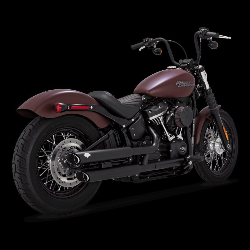 Vance & Hines Twin Slash 3" Slip-Ons Exhaust Black Harley Davidson Softail Street Bob | Fat Boy 2018-2024