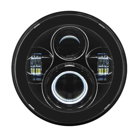 Hogworkz - 7" LED Blackout Headlight w/ Auxiliary Passing Lamps for Indian Motorcycles