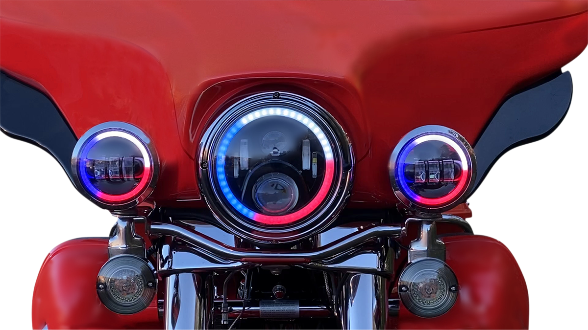 Custom Dynamics - 1994-2013 Harley Davidson - ProGLow 7" LED Headlamp w/ Mounting Ring