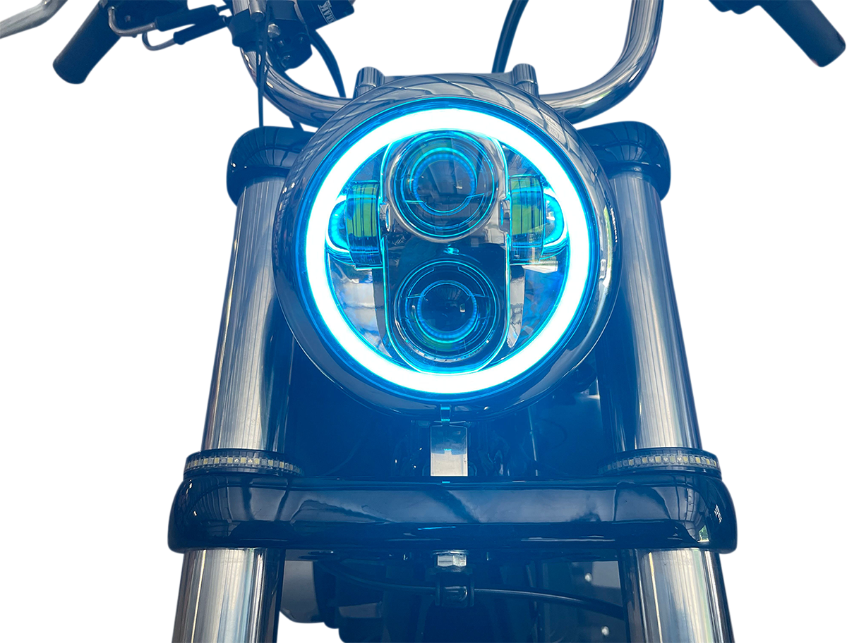 Custom Dynamics - 1957-2022 Harley Davidson - ProGLow 5 3/4" LED Headlamp - with Mounting Ring
