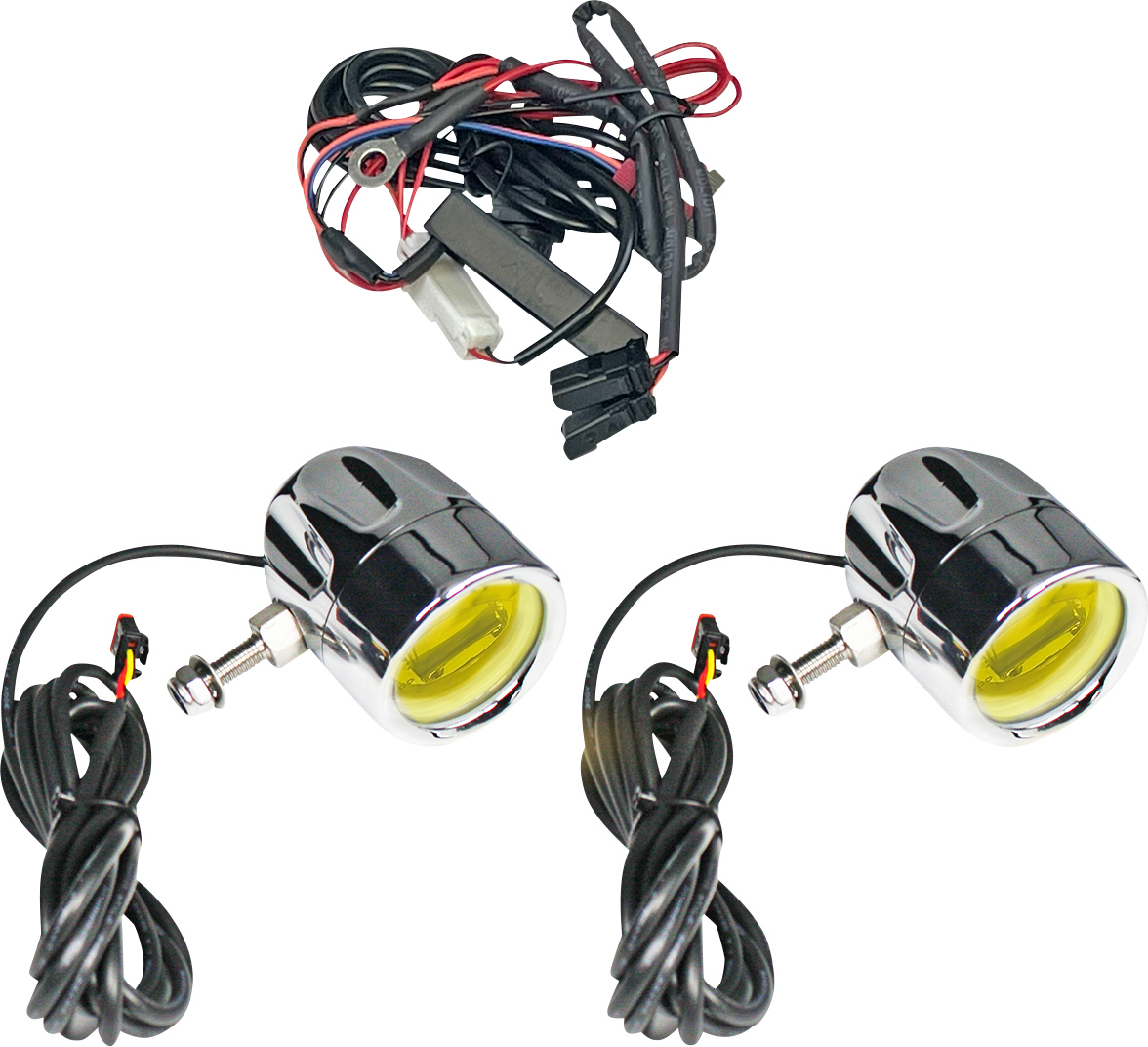 Custom Dynamics - Universal Fitment - ProBEAM® LED Halo Fog Lights - Chrome - Yellow Lens