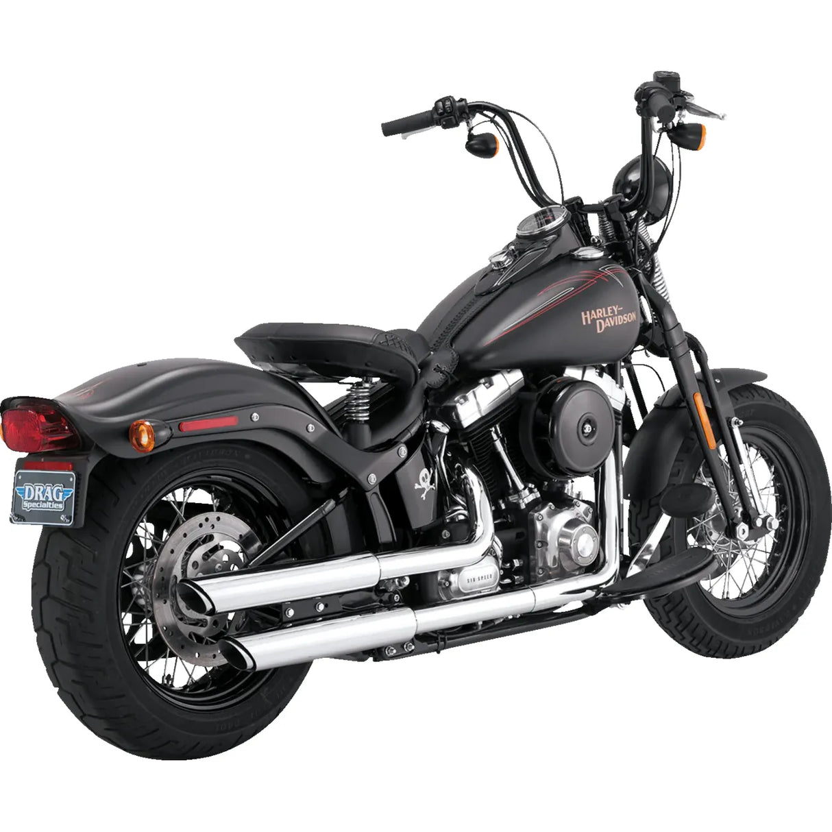 VANCE & HINES 3" Twin Slash Slip-On Mufflers - Chrome - 2007-2009 SOFTAIL MODELS