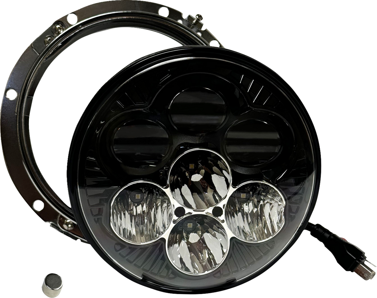 Custom Dynamics - 1994-2013 Harley Davidson - Shark Demon LED Headlight- Color Changing