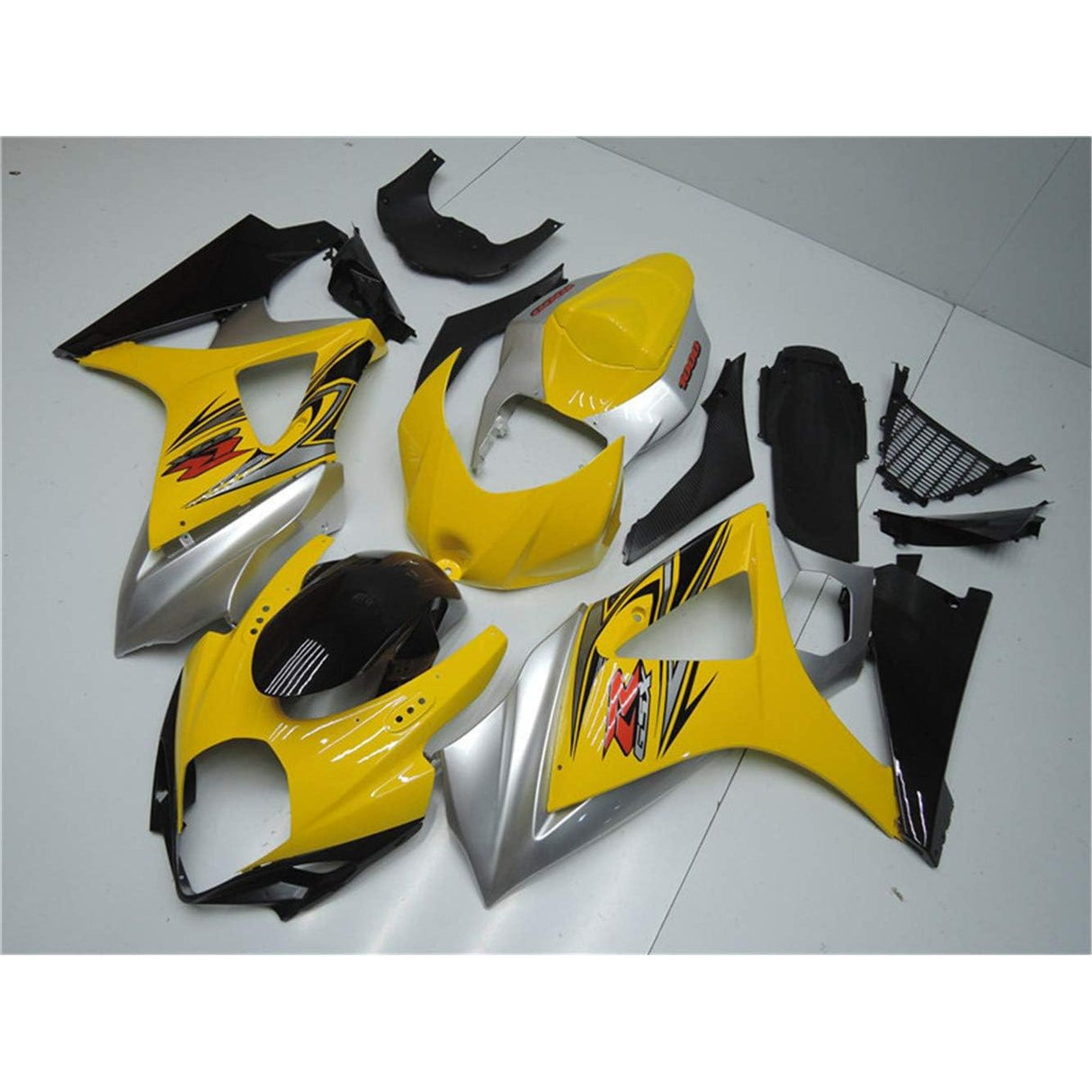 2007-2008 Suzuki GSXR 1000 Yellow Silver Black Fairing Kit