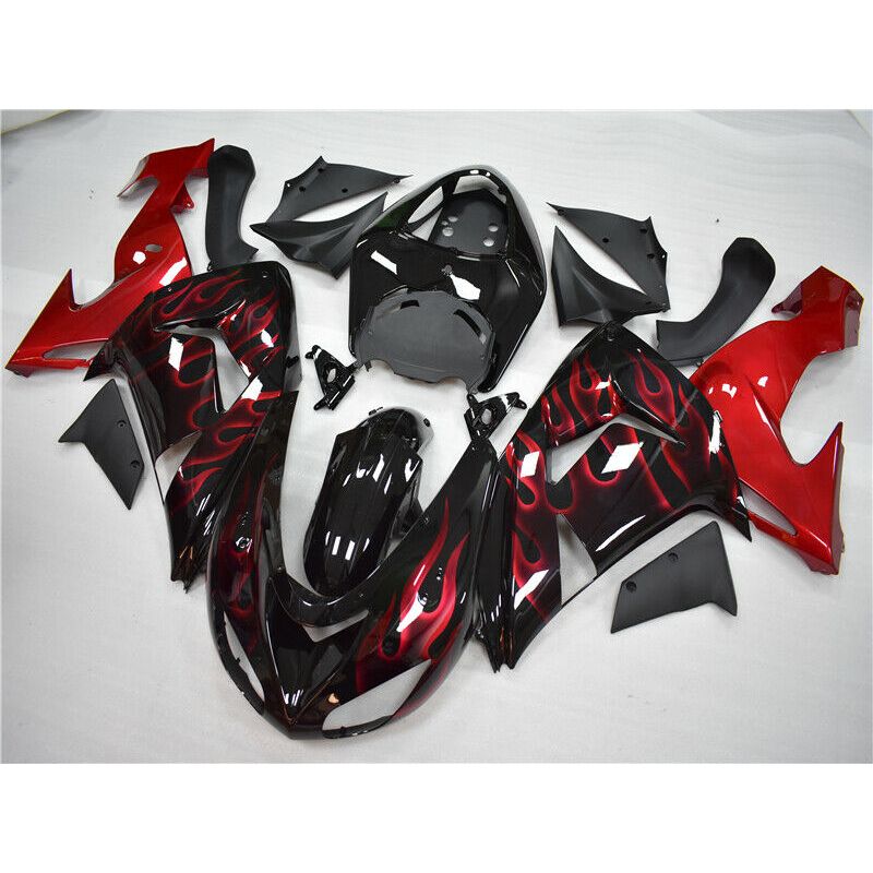 2006-2007 Kawasaki ZX10R Fairing Red Flame Kit
