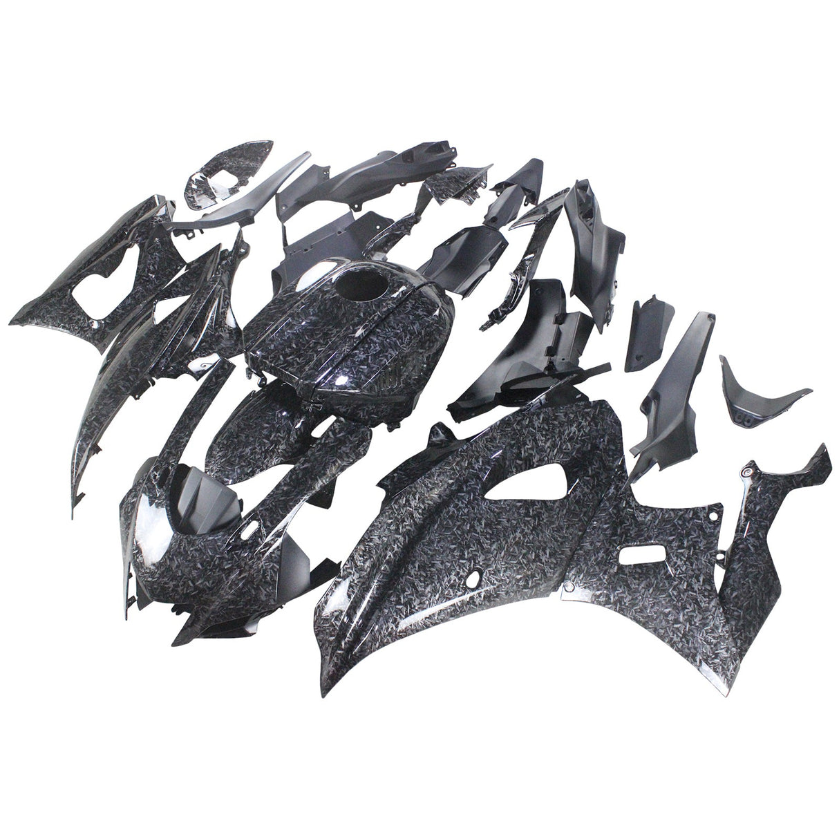 2021-2024 - Yamaha YZF-R7 Carbon Fiber Marble Black Fairing Kit