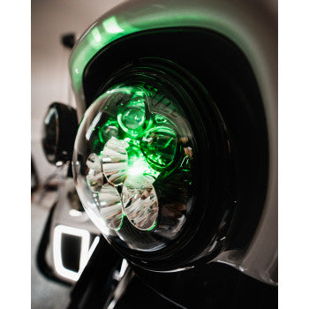 Custom Dynamics - 1994-2013 Harley Davidson - Shark Demon LED Headlight- Color Changing