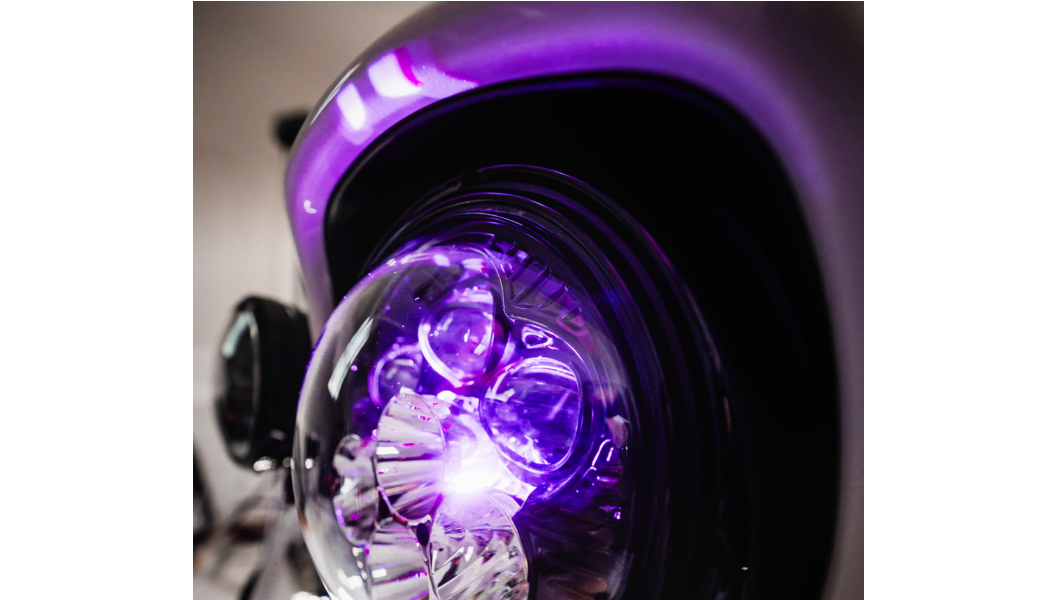 Custom Dynamics - 1994-2013 Harley Davidson - Shark Demon LED Headlight- Color Changing