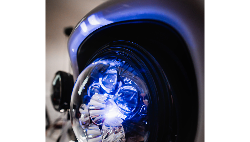 Custom Dynamics - 1994-2013 Harley Davidson - Shark Demon LED Headlight- Color Changing