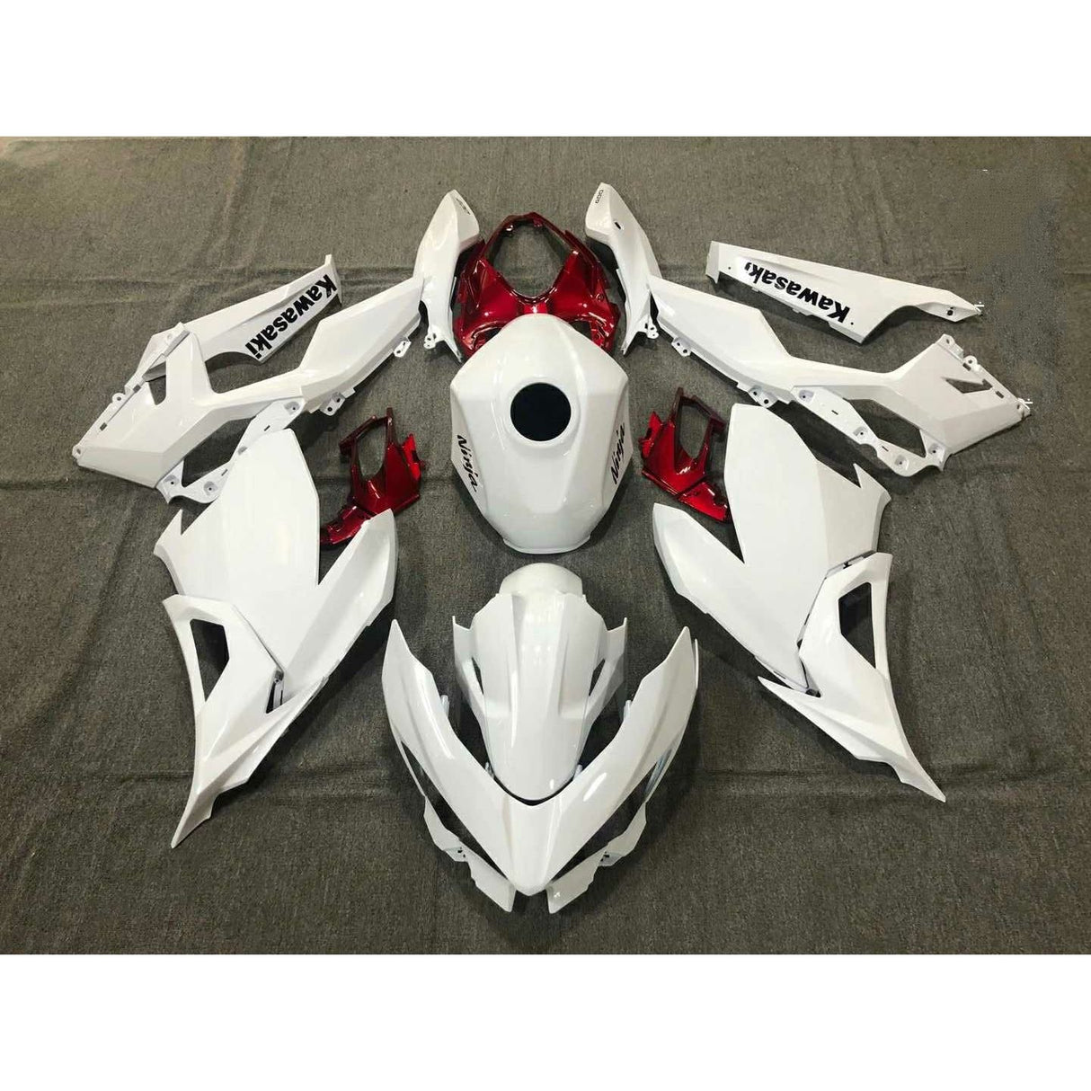 2018-2023 Kawasaki EX400/Ninja400 White Red Fairing Kit