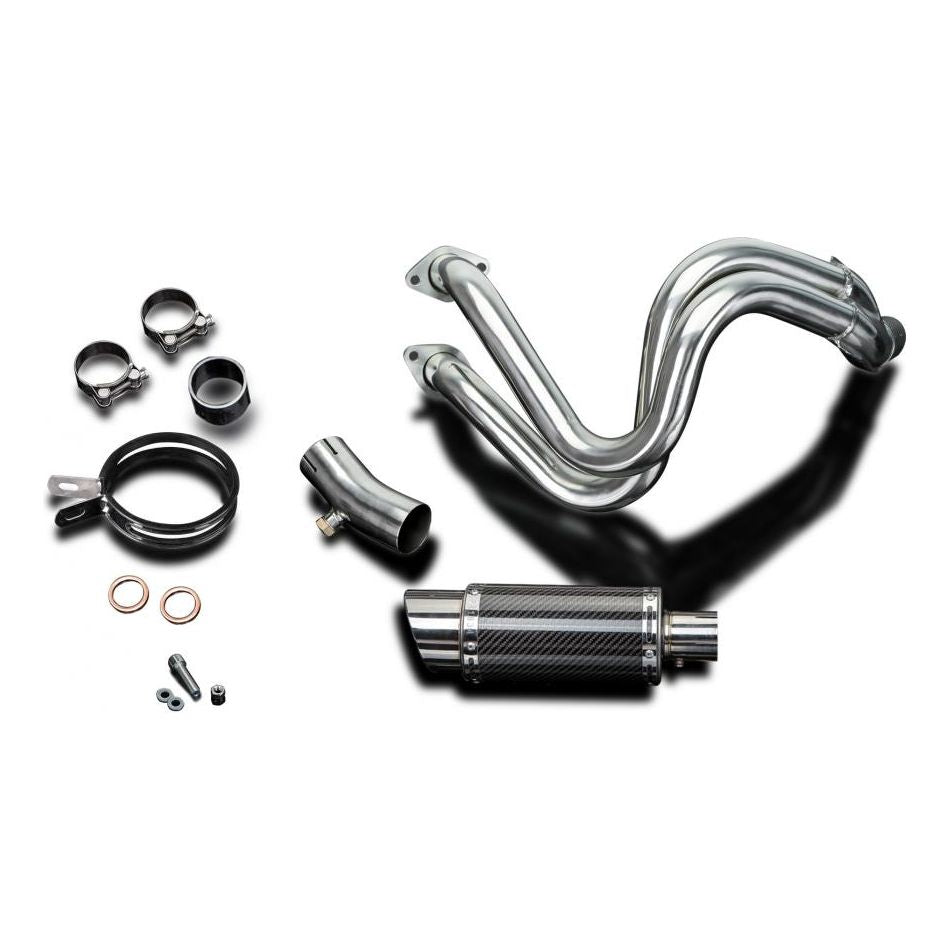 2017-2025 Kawasaki Ninja 650/EX - Full 2-1 Exhaust 304 Stainless Steel with Slip on 8 Inch Round Carbon Fiber Muffler