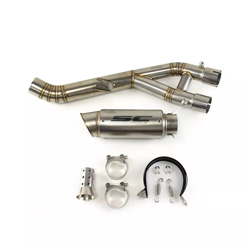 2015-2024 YZF R1 Yamaha MT10 Slip On Exhaust Mid Link Pipe 61mm Muffler Tips