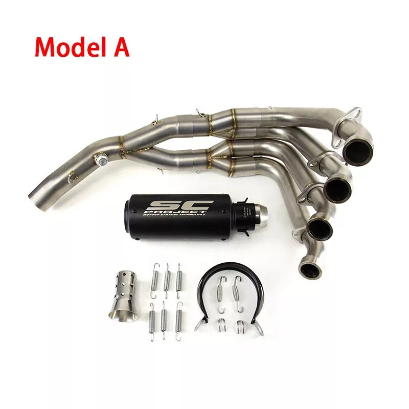 2006-2018 Yamaha YZF R6 Full System Exhaust Tips Black/Silver Header Pipe