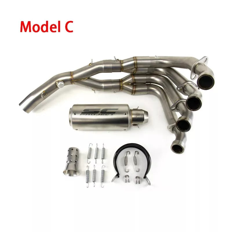 2006-2018 Yamaha YZF R6 Full System Exhaust Tips Black/Silver Header Pipe