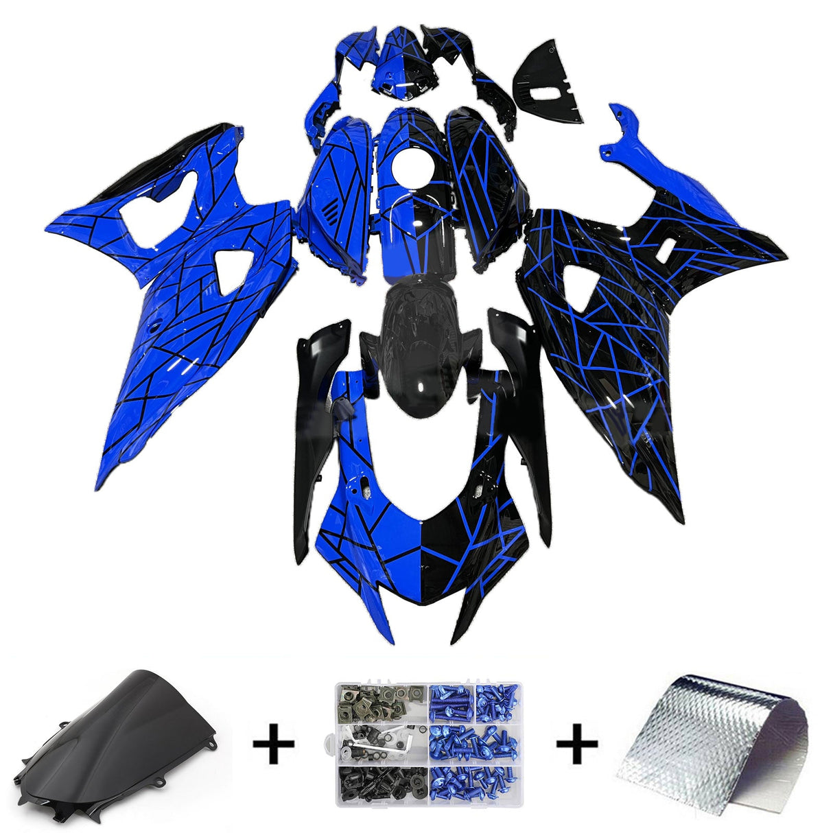 2021-2024 Yamaha YZF-R7 Glossy Black Blue Fairing Kit