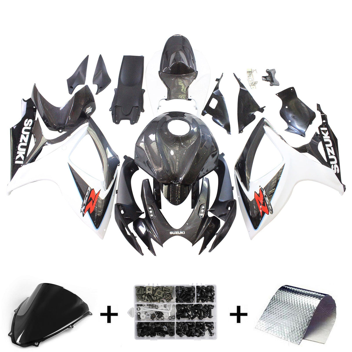 2006-2007 SUZUKI GSXR 600/750 K6 Carbon Fiber Black&White Fairing Kit