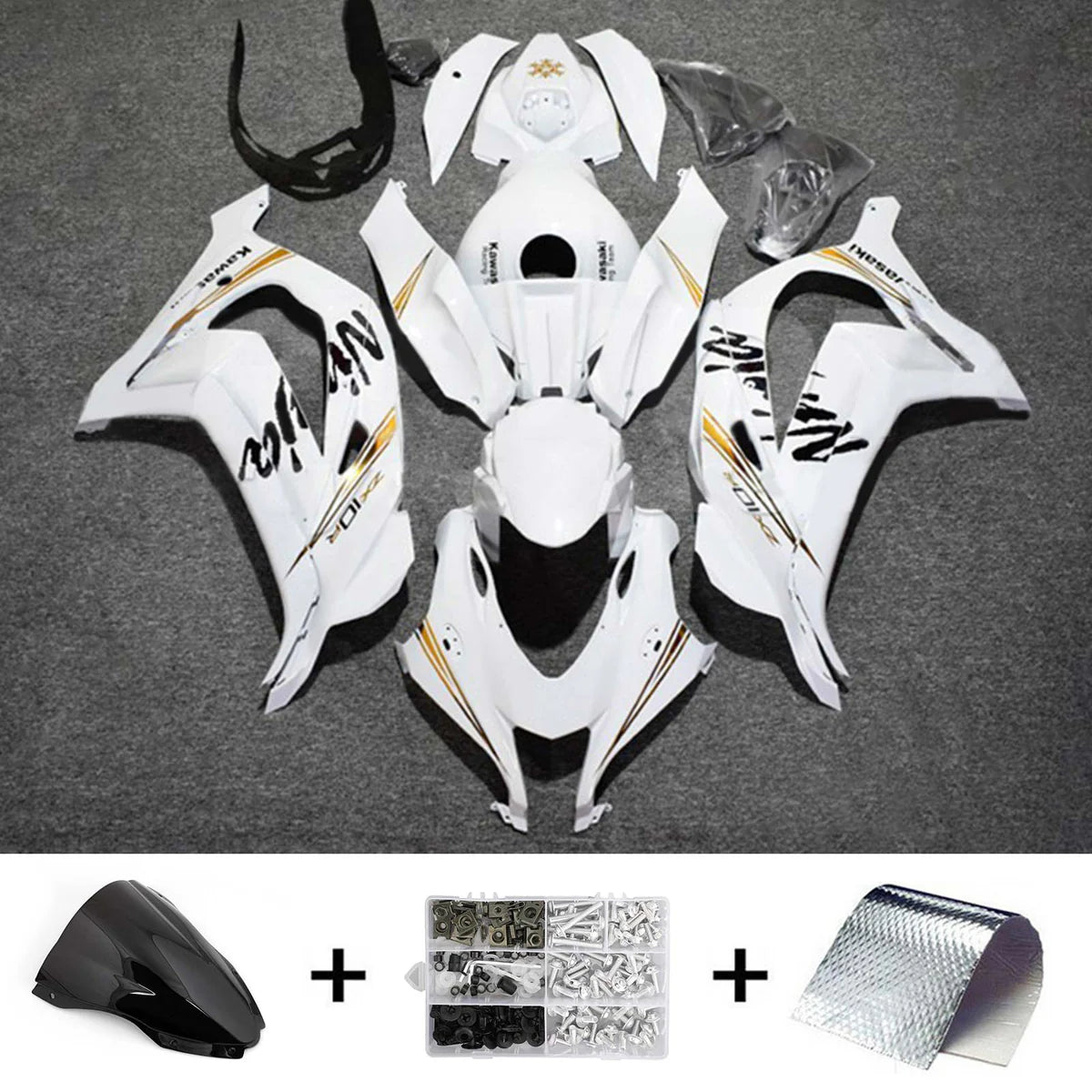 Kawasaki ZX10R 2016-2020 White&Gold Fairing Kit