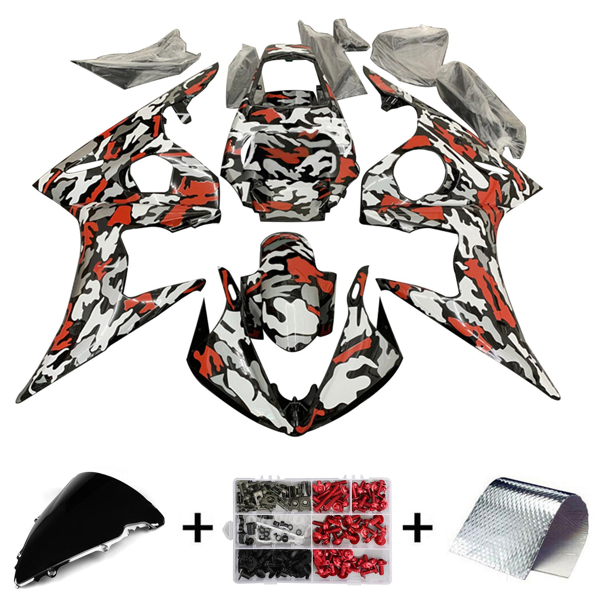 Yamaha YZF 600 R6 2003-2004 R6S 2006-2009 Camouflage Red Fairing Kit