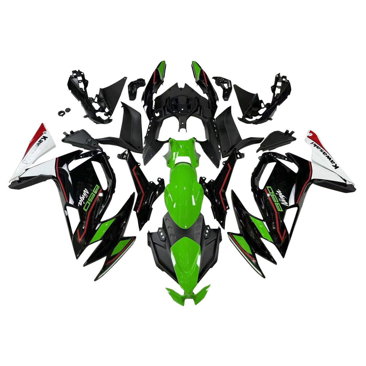 2021-2024 Kawasaki ER-6F Ninja 650 Green&Black Style2 Fairing Kit