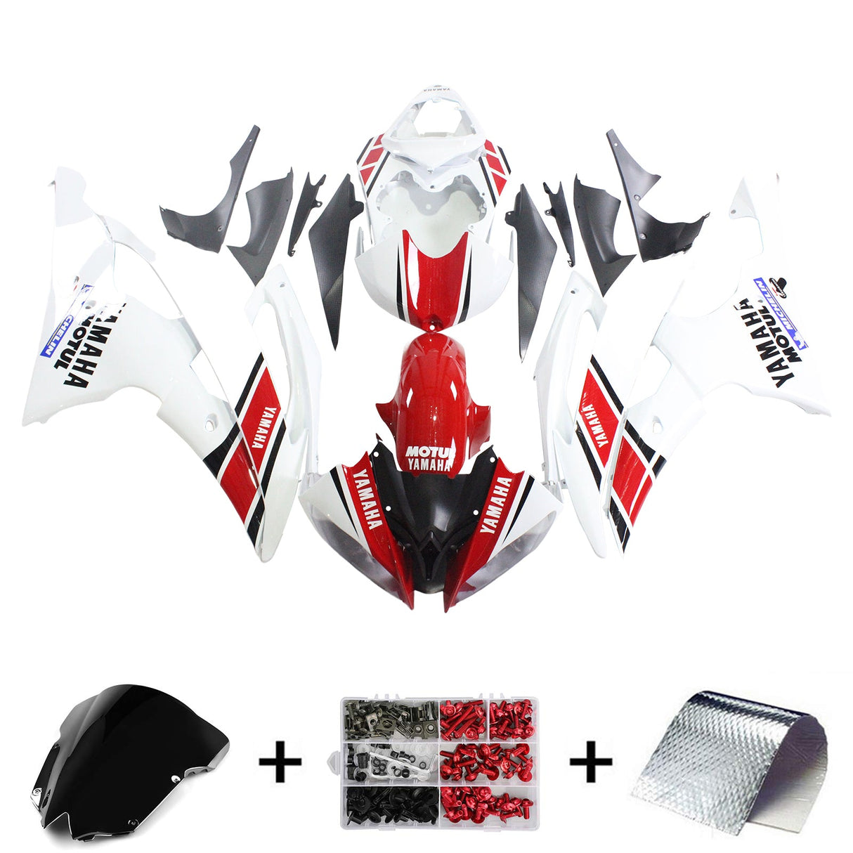 2008-2016 Yamaha YZF 600 R6 White Red Fairing Kit