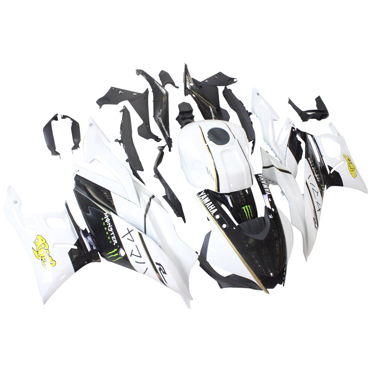 2019-2021 Yamaha YZF R3/YZF R25 Black White Fairing Kit