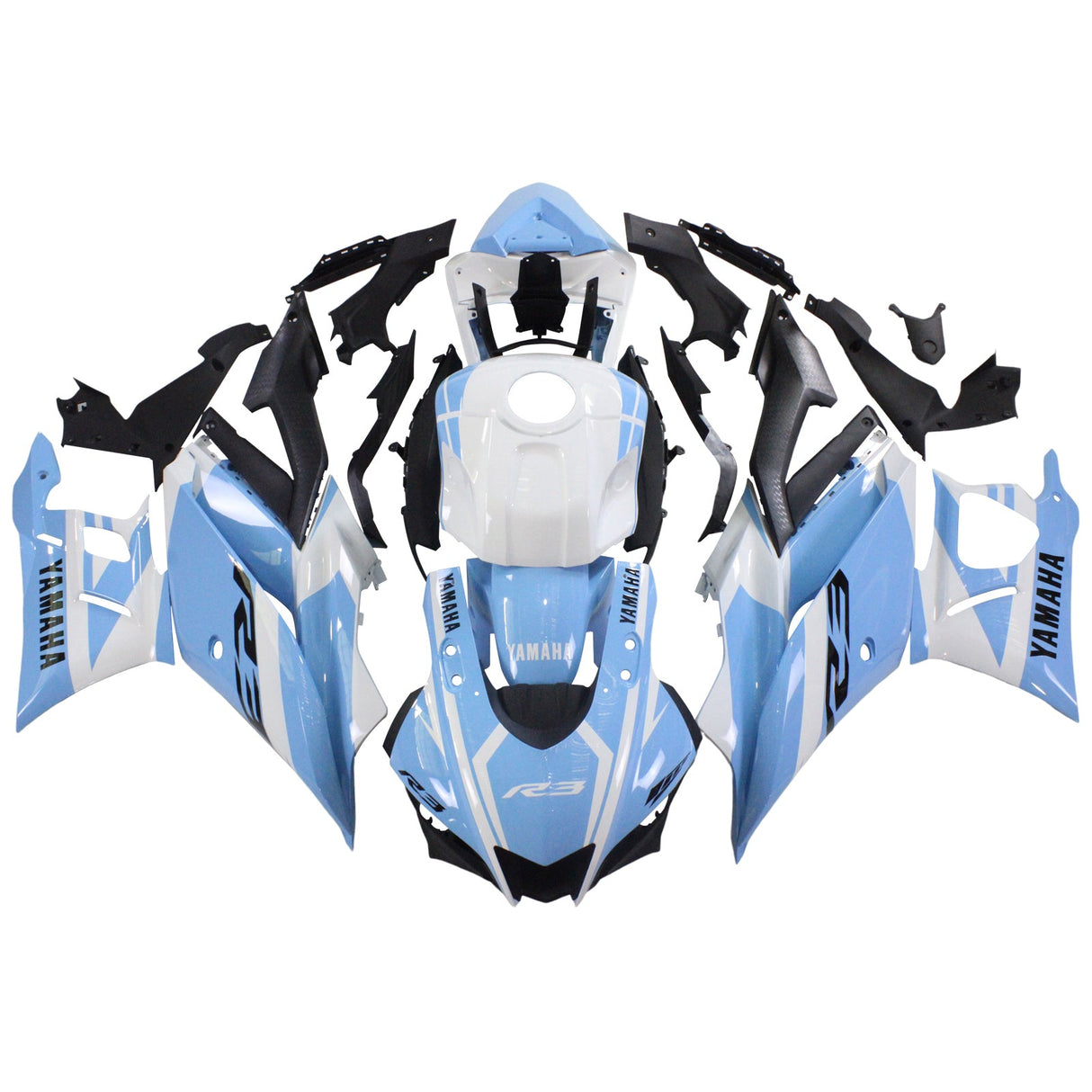 2019-2021 Yamaha YZF R3/YZF R25 Blue&White Fairing Kit