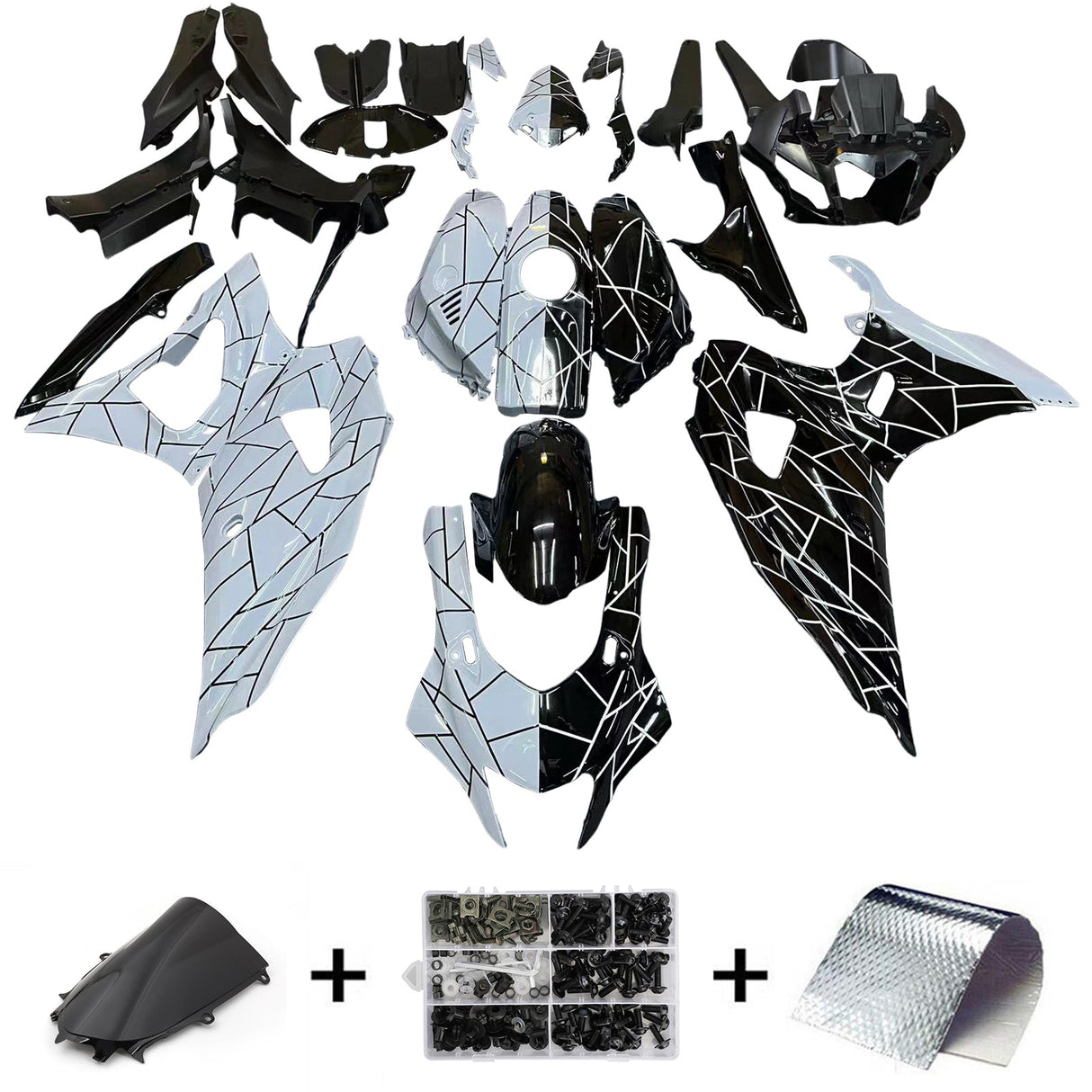 2021-2024 Yamaha YZF-R7 Black White Grey Fairing Kit