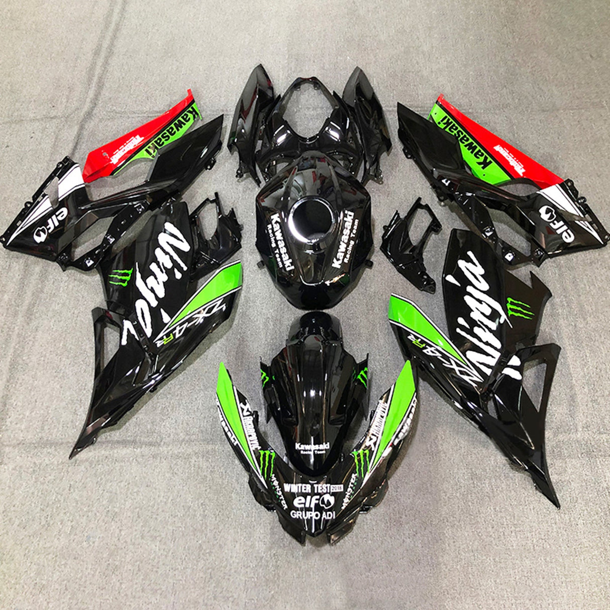 2018-2024 Kawasaki EX400/Ninja400 Black Green Fairing Kit