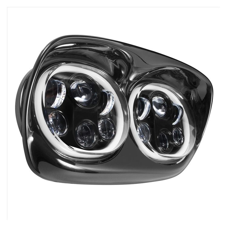 HogWorkz - Black LED Dual Halomaker Headlights For Harley Road Glide 1998-2013